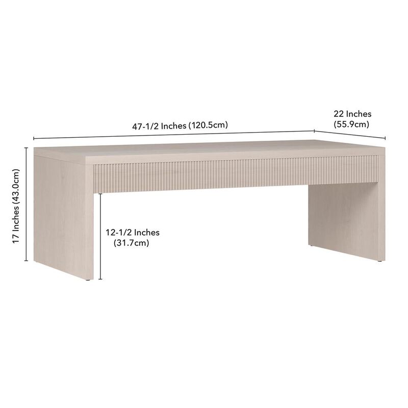 Hudson&Canal Lawrence 48 Wide Rectangular Coffee Table in Alder White