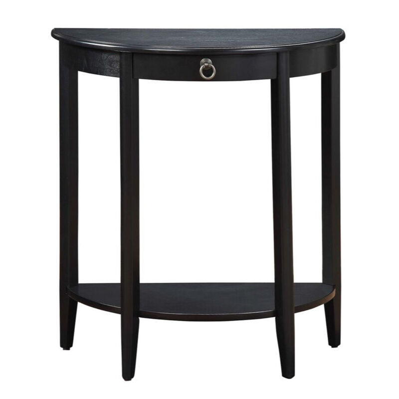 Wooden Half Moon Shaped Console Table with One Storage Drawer, Black image number 0