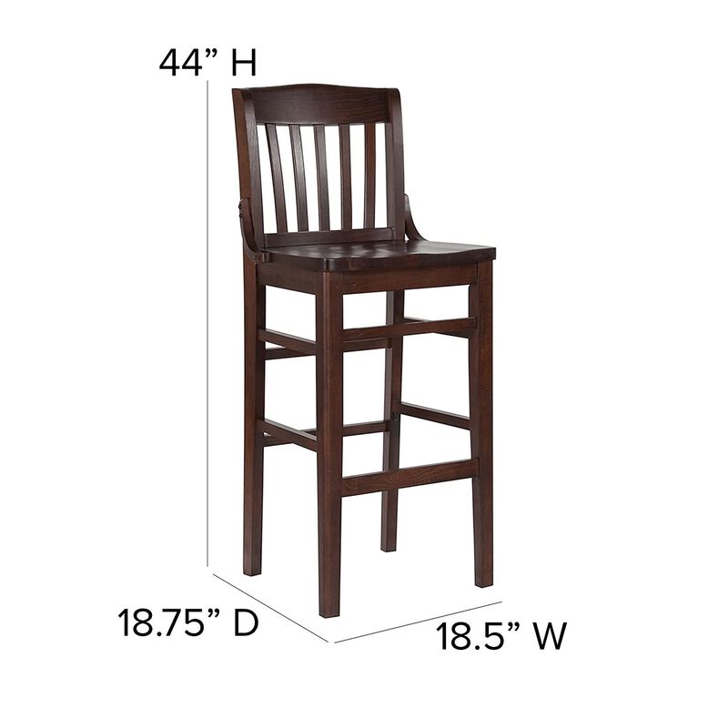 Flash Furniture HERCULES Series School House Back Walnut Wood Restaurant Barstool