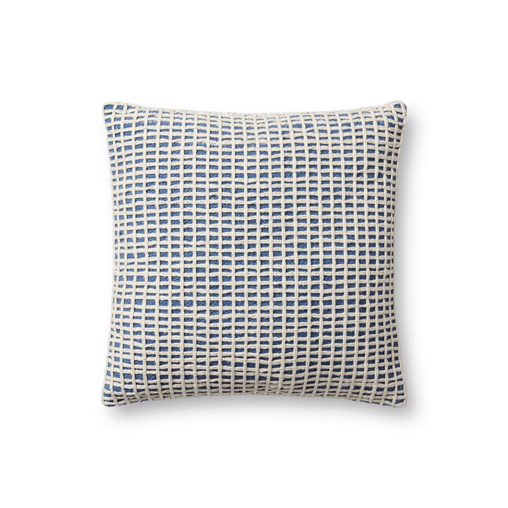 PLL0119 Blue/Ivory 18''x18'' Polyester Pillow