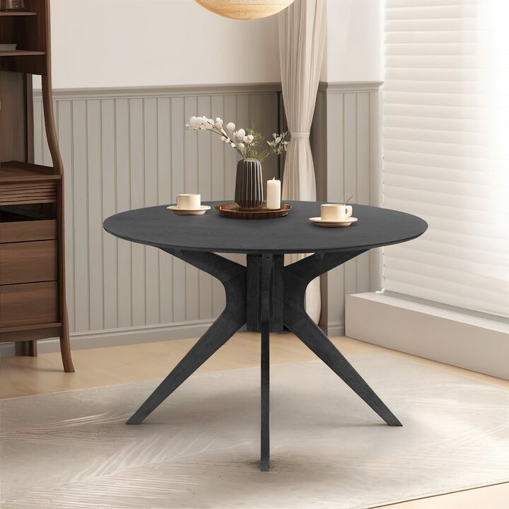 Glamour Home Blair Black Round Wood Dining Table with Tripod Style Base