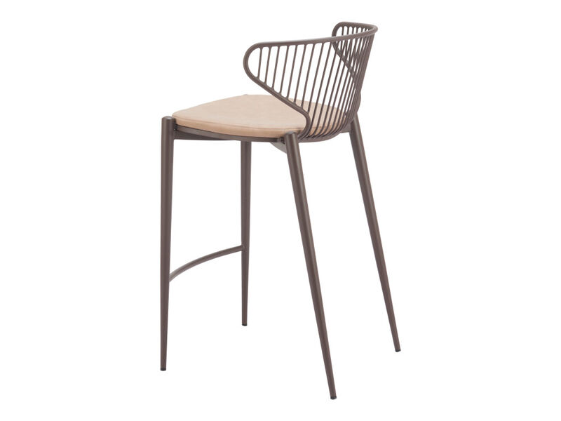 Silues Counter Stool (Set of 2) Taupe & Brown image number 4