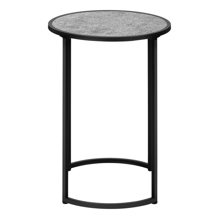 Monarch Specialties I 2206 Accent Table, Side, Round, End, Nightstand, Lamp, Living Room, Bedroom, Metal, Laminate, Grey, Black, Contemporary, Modern