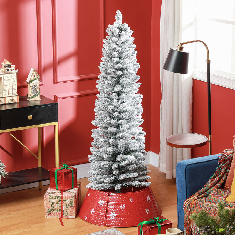 BreeBe 5ft Artificial Pencil Christmas Tree with Metal Base image number 1