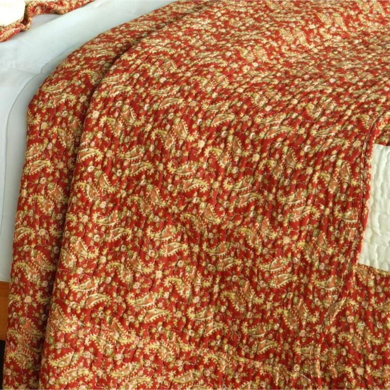 Cotton 3PC Vermicelli-Quilted Printed Quilt Set Soft Lightweight Bedding image number 3