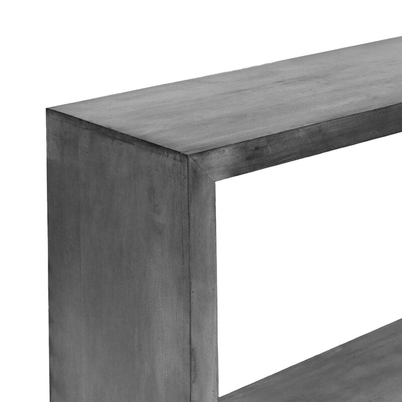 52" Cube Shape Wooden Console Table with Open Bottom Shelf, Charcoal Gray-Benzara image number 7