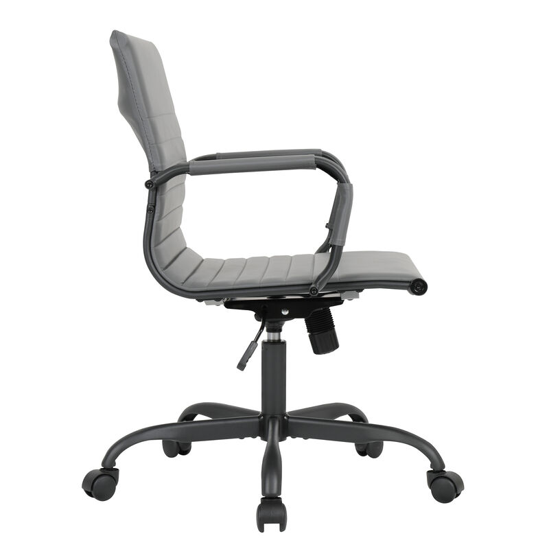 LeisureMod Harris Ergonomic High-Back Office Chair &ndash; Leather Upholstery, Adjustable Swivel, Tilt, and Black Iron Frame for Office & Conference Use