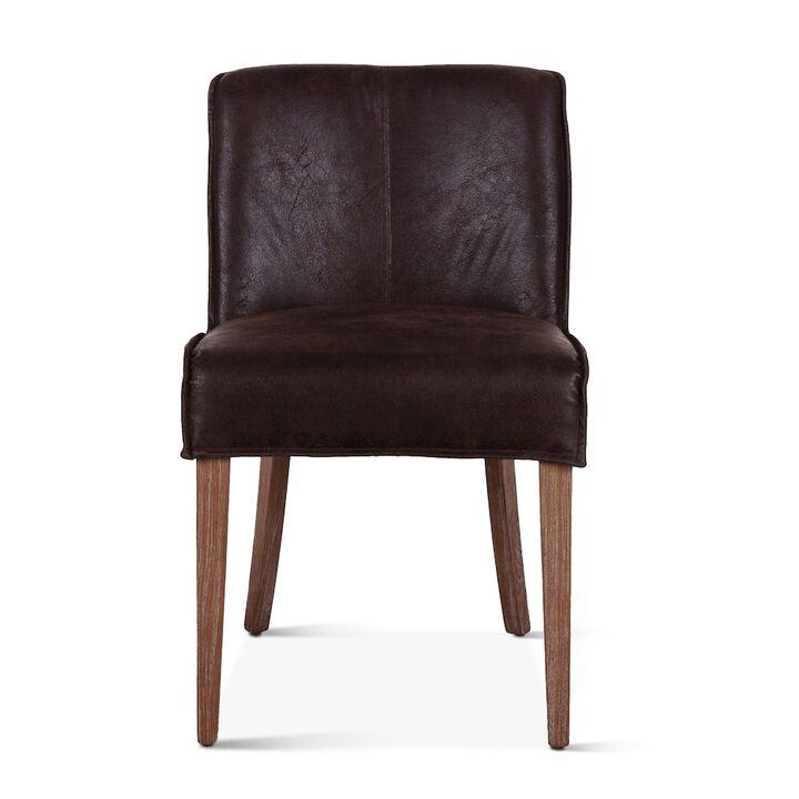World Interiors Avery Dining Chair in Dark Brown Leather with Natural Legs