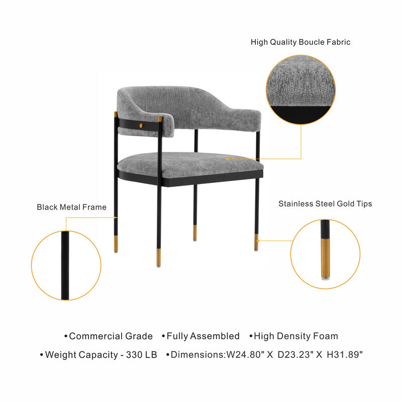 Lia Gray Dining Arm Chairs (Set of 2)