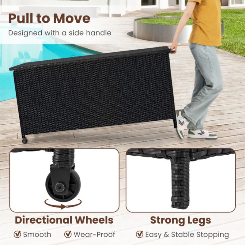 Indoor Outdoor 85 Gallon Storage Container with Waterproof Liner, Universal Wheels and PE Rattan image number 4
