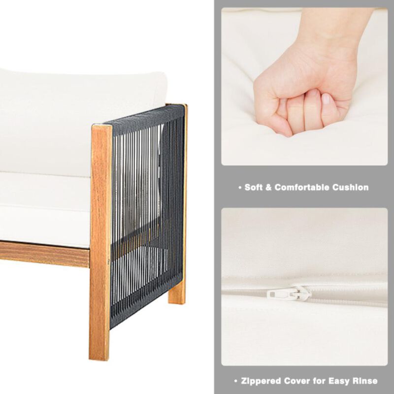 Hivvago 4 Pieces Wood Outdoor Patio Furniture Set with Cushions for Garden