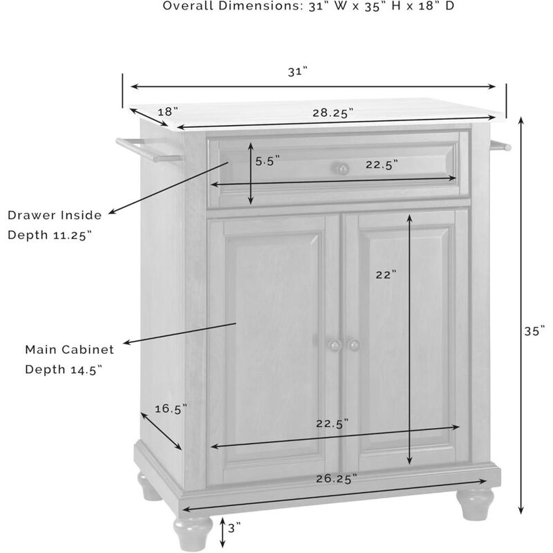 Cambridge Granite Top Portable Kitchen Island/Cart