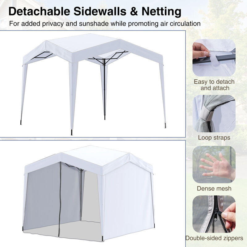 Outdoor Pop Up Canopy Tent  with 4 Mesh Sidewalls and Wheeled Carry Bag image number 7