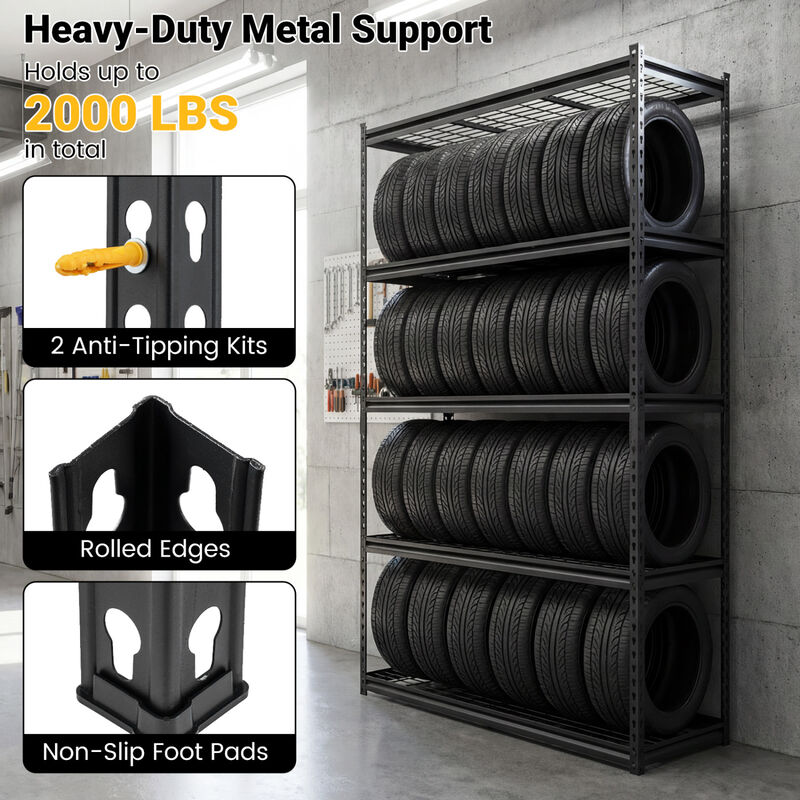 Set of 3 5-Tier Heavy-Duty Wire Shelving Unit with Adjustable Metal Racks image number 6