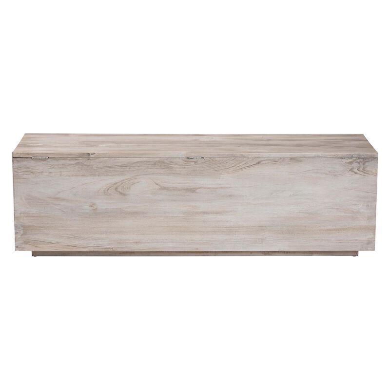 bali & pari Alvaro Wood Storage Trunk with Hinged Lid - Rectangular Blanket Chest and Bedroom Bench with Spacious Interior, Modern Farmhouse Storage Furniture for Entryway, Bedroom, or Living Room image number 5