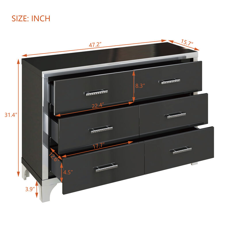 Merax Elegant High Gloss Dresser with Metal Handle