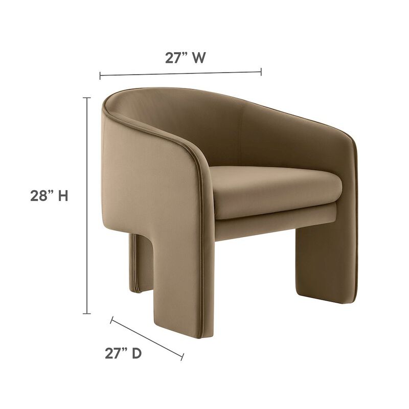 Greer Performance Velvet Upholstered Accent Armchair image number 1