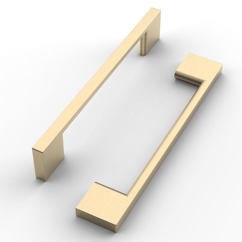 FILTA 10 Pack 5 Inch(128mm) Hole Centers Brushed Brass Cabinet Pulls,Stylish Kitchen Cabinet Handles Zinc Alloy Gold Cabinet Har