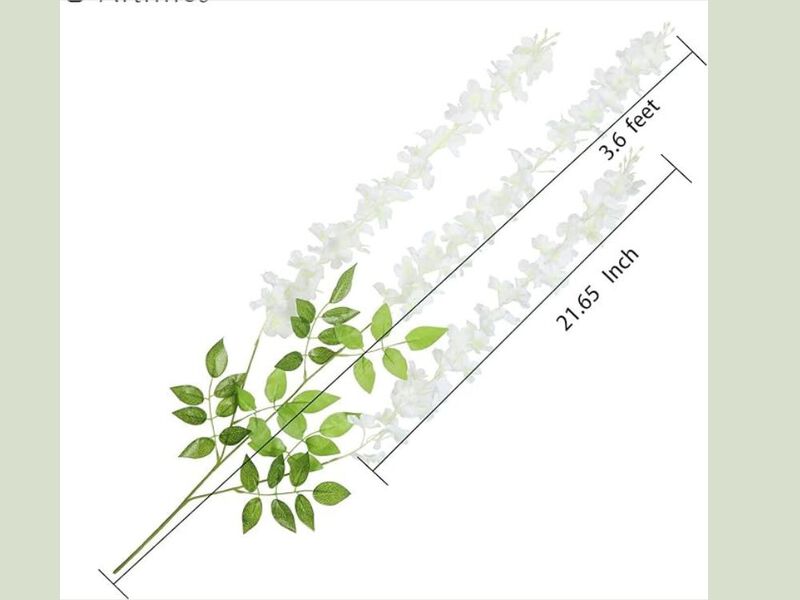 24 Pack White Artificial Hanging Wisteria Flowers Wedding Centerpiece Decor image number 2