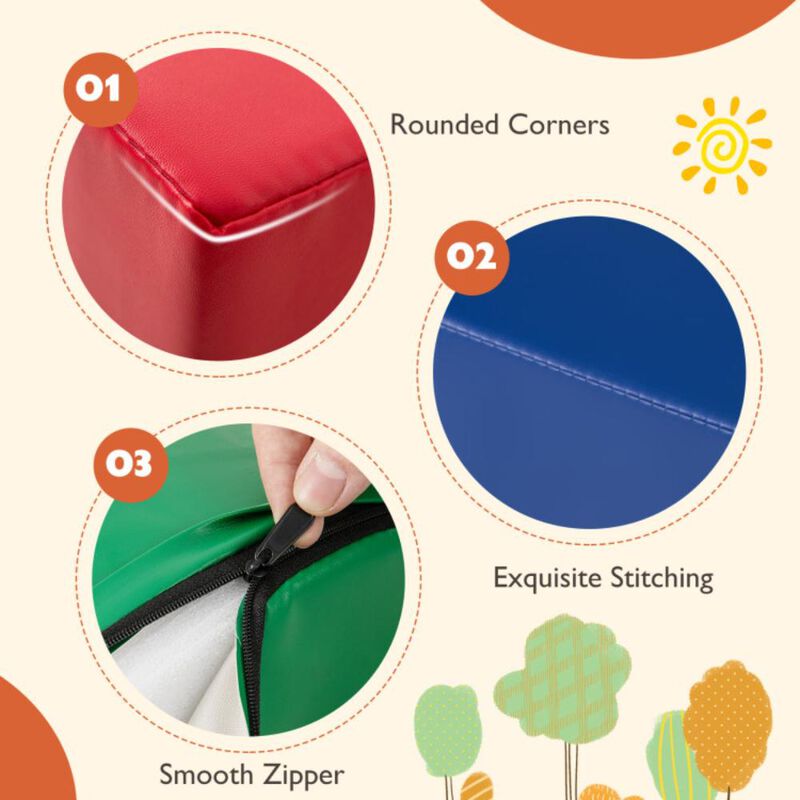 Hivvago 6 Pieces Foam Climbing Blocks Indoor Climb and Crawl Activity Playset with Rectangles