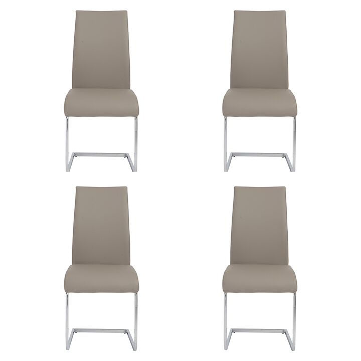 Modern Faux Leather Cantilever Chairs – Set of 4 Long Back Chairs