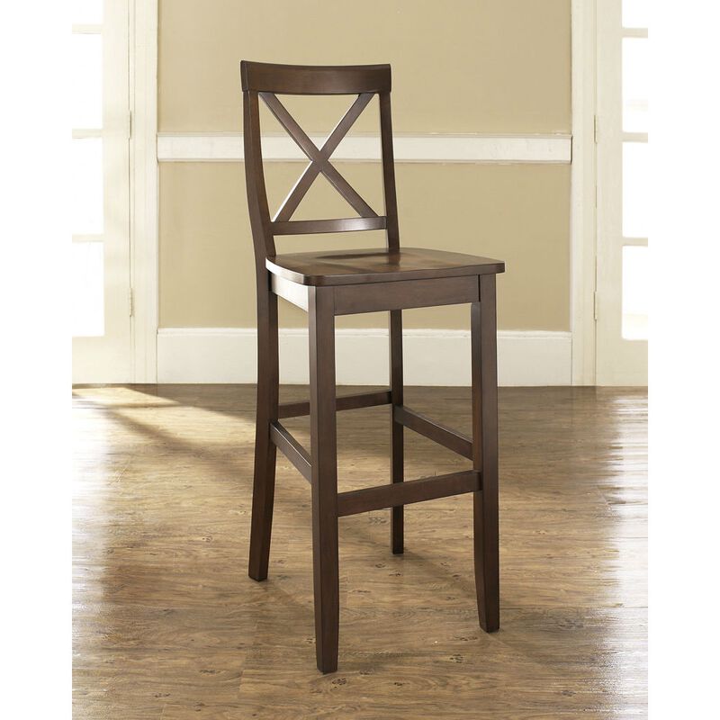 Hivvago Set of 2 - X-Back Solid Wood 30-inch Barstools
