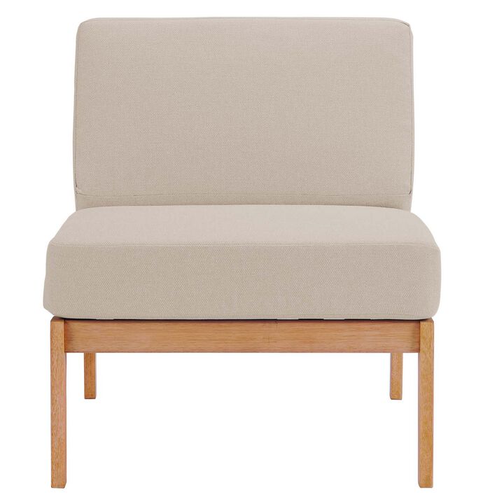 Sedona Outdoor Patio Eucalyptus Wood Sectional Sofa Armless Chair-Benzara