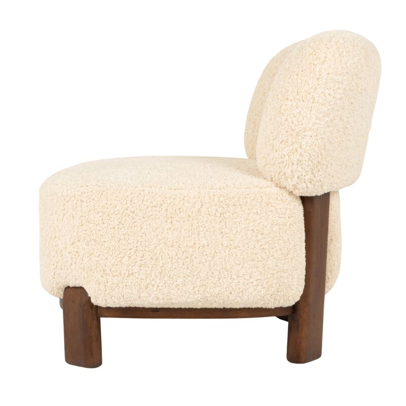 Boucle Accent Chair with Wood Base, Ivory image number 4