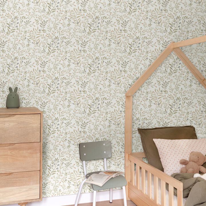 Inia Classical Floral All-over Green Wallpaper INA78802
