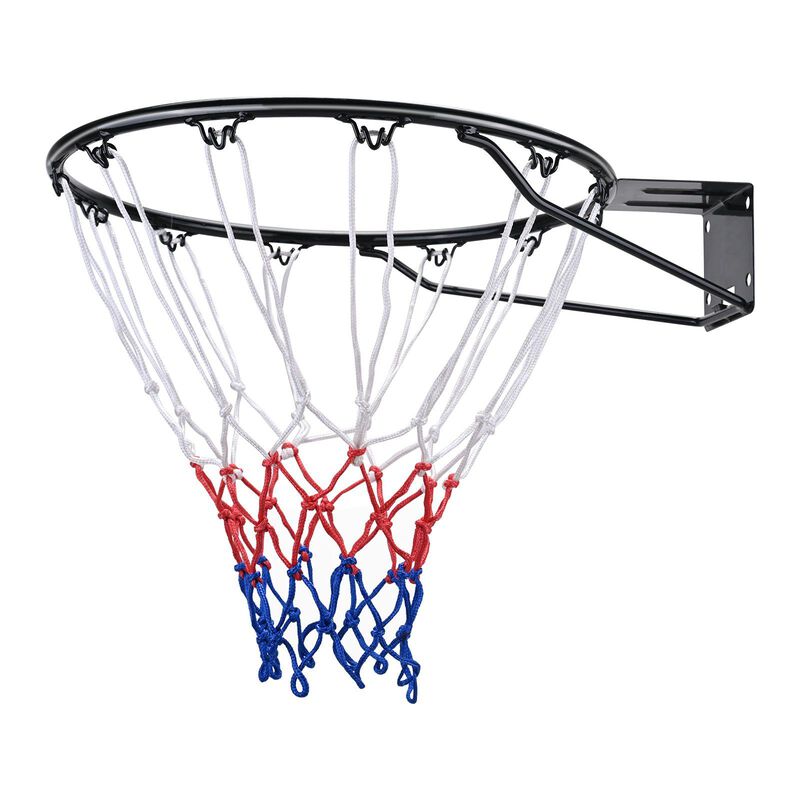 Wall Mounted Basketball Rim with Net, Heavy Duty Double Spring Hoop for Indoor Outdoor Play-Black image number 3
