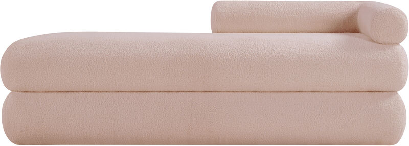 Meridian Furniture Kennedy Pink Faux Shearling Teddy Fabric Bench