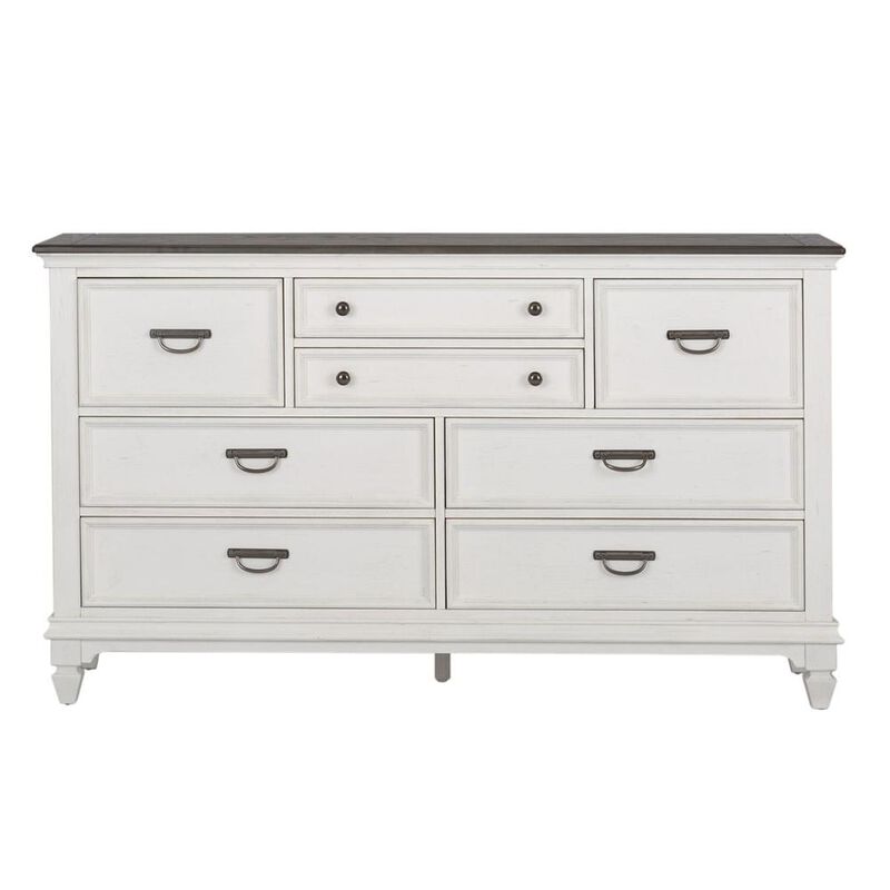 Liberty Furniture Allyson Park 8 Drawer Dresser in Wirebrushed White w/ Charcoal Top image number 1