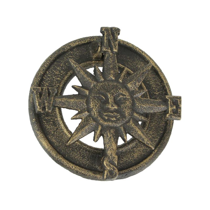 Bronze Cast Iron Decorative Sun Compass Rose Door Knocker Rustic Home Decor image number 0