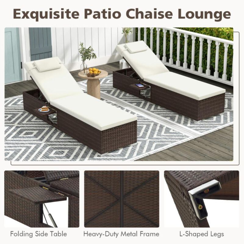 Hivvago Outdoor PE Rattan Chaise Lounge with 6-level Backrest