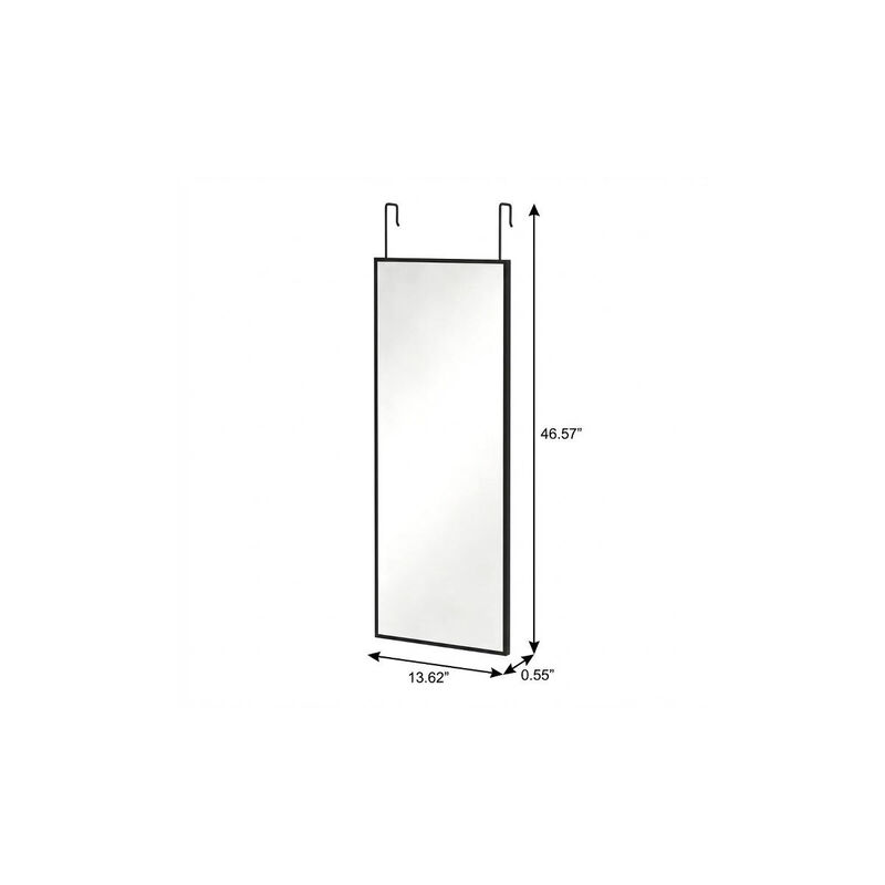 HomeRoots 47" Black Aluminum Over the Door Framed Accent Mirror image number 3
