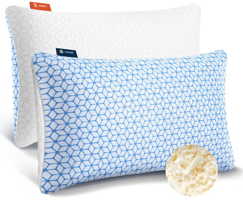 Love Attitude Standard Pillows Set of 2, Firm Pillows Standard Size for Bed Shredded Memory Foam Pillows Adjustable, Cooling Pil