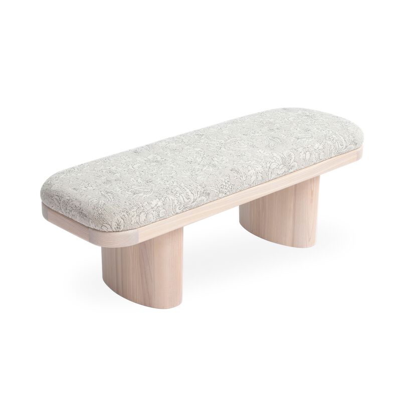 Ollie 48" Neutral Floral Jacquard Bench image number 1