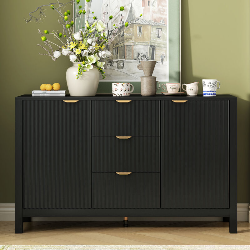 Merax U_STYLE Sideboard with Wave Design - 3 Adjustable Shelves