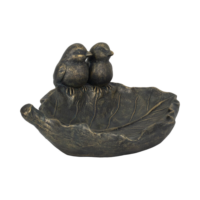 2 Birds Perched On Leaf Birdfeeder