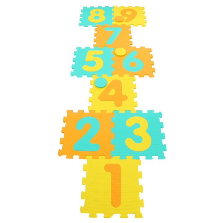 Foam Puzzle Floor Mat for Kids &ndash; 9 Interlocking Pieces with 3 Marker Discs