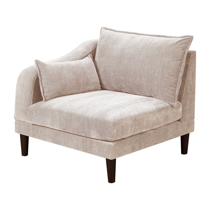 Rio 33 Inch Modular Single Arm Corner Chair, 2 Lumbar Cushions, Blush Pink image number 0