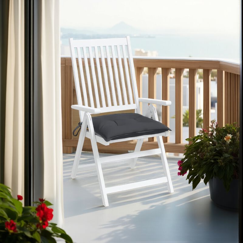 Zia 4pc Outdoor Cushions for Chair, Tufted Dark Gray Oxford Fabric - Benzara