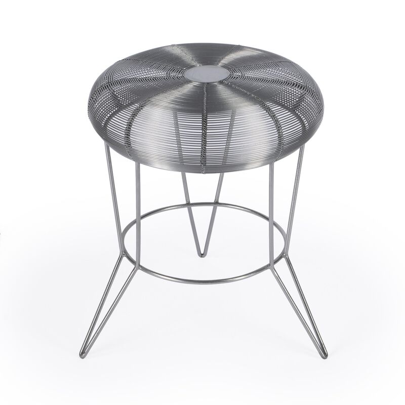 Homezia 18" Silver Wire Round End Table