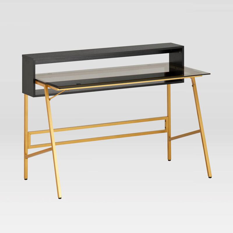 Techni Mobili Home Office Writing Desk wih riser, Gold