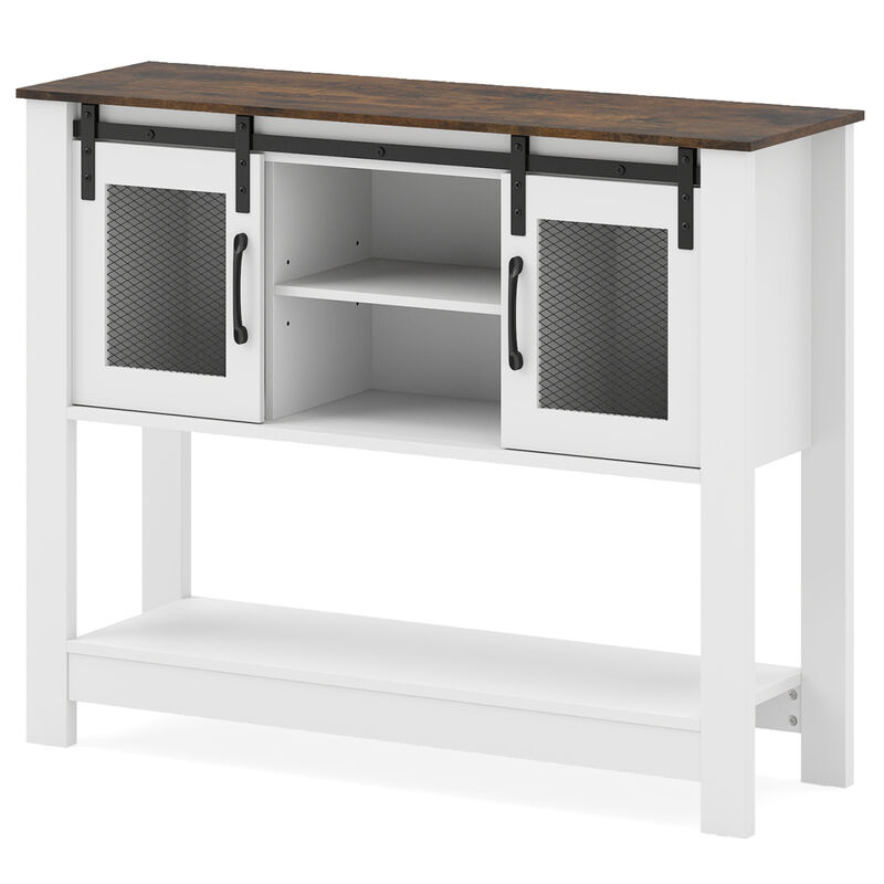 Entryway Console Table with Sliding Barn Doors and Cabinet Storage-Rustic Brown image number 0