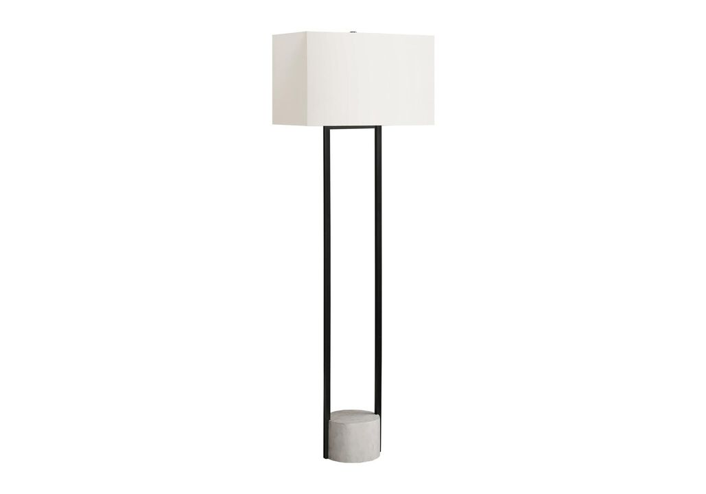 Monarch Specialties I 9752 Lighting, 62" H, Floor Lamp, Black Metal, Ivory/Cream Shade, Contemporary