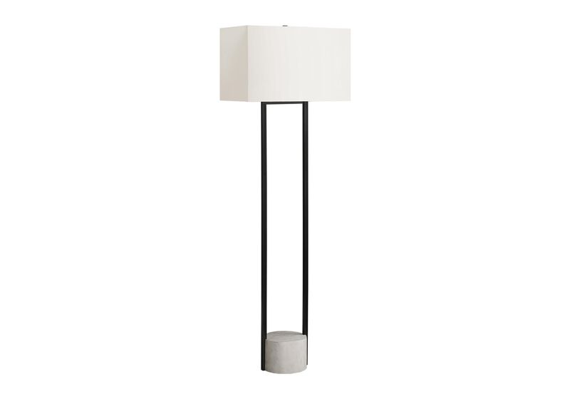 Monarch Specialties I 9752 Lighting, 62" H, Floor Lamp, Black Metal, Ivory/Cream Shade, Contemporary image number 0