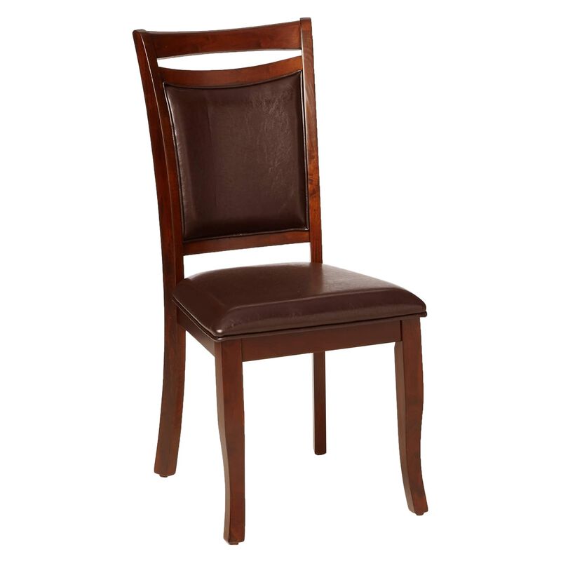 Woody 7pc Dining Table Set, 18-Inch Leaf, Espresso Faux Leather Chairs