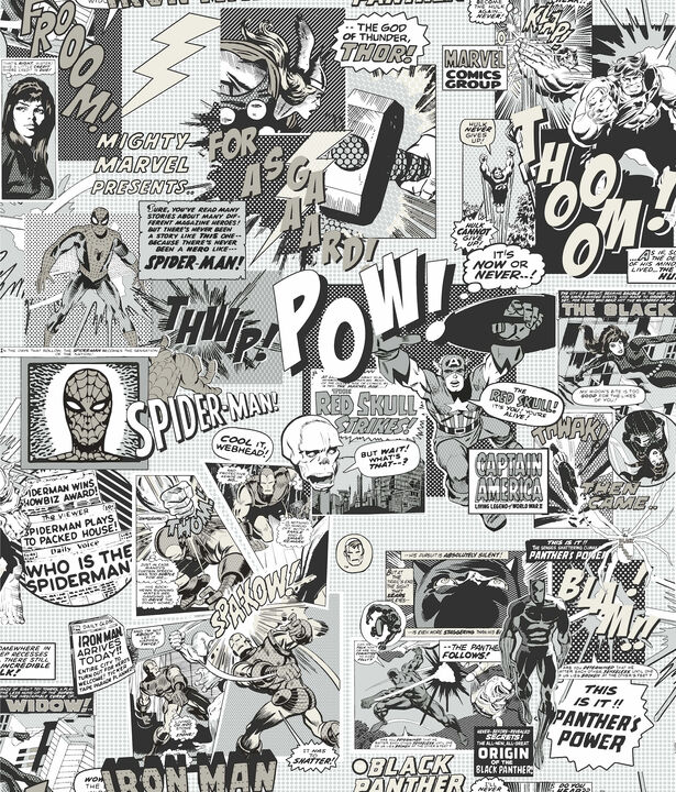 Marvel Comics Pow! Black & White Wallpaper