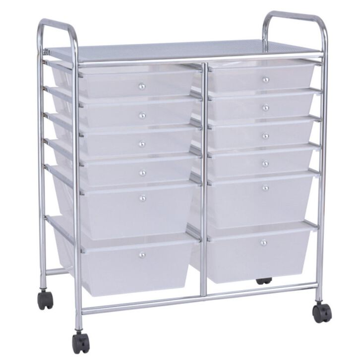 Hivvago 12-Drawer Rolling Storage Cart with Removable Drawers and Lockable Wheels